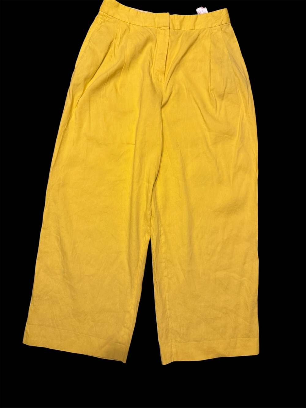 Massimo Dutti Yellow High-Waist Linen cropped  Trousers size 6